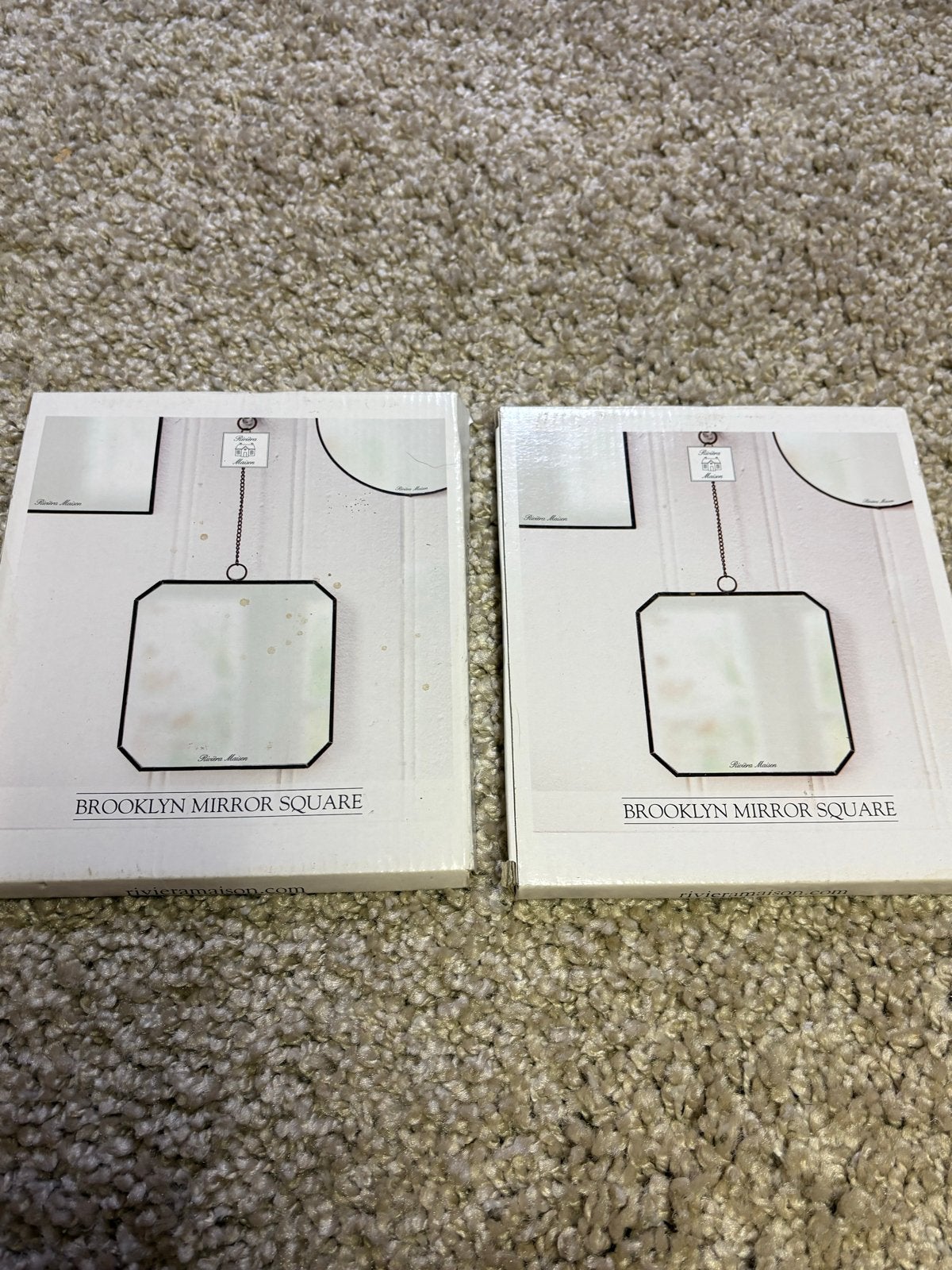 2 Nieuwe Riviera Maison Brooklyn Mirror Square spiegels, Minder dan 50 cm, Vierkant, Nieuw, Ophalen of Verzenden