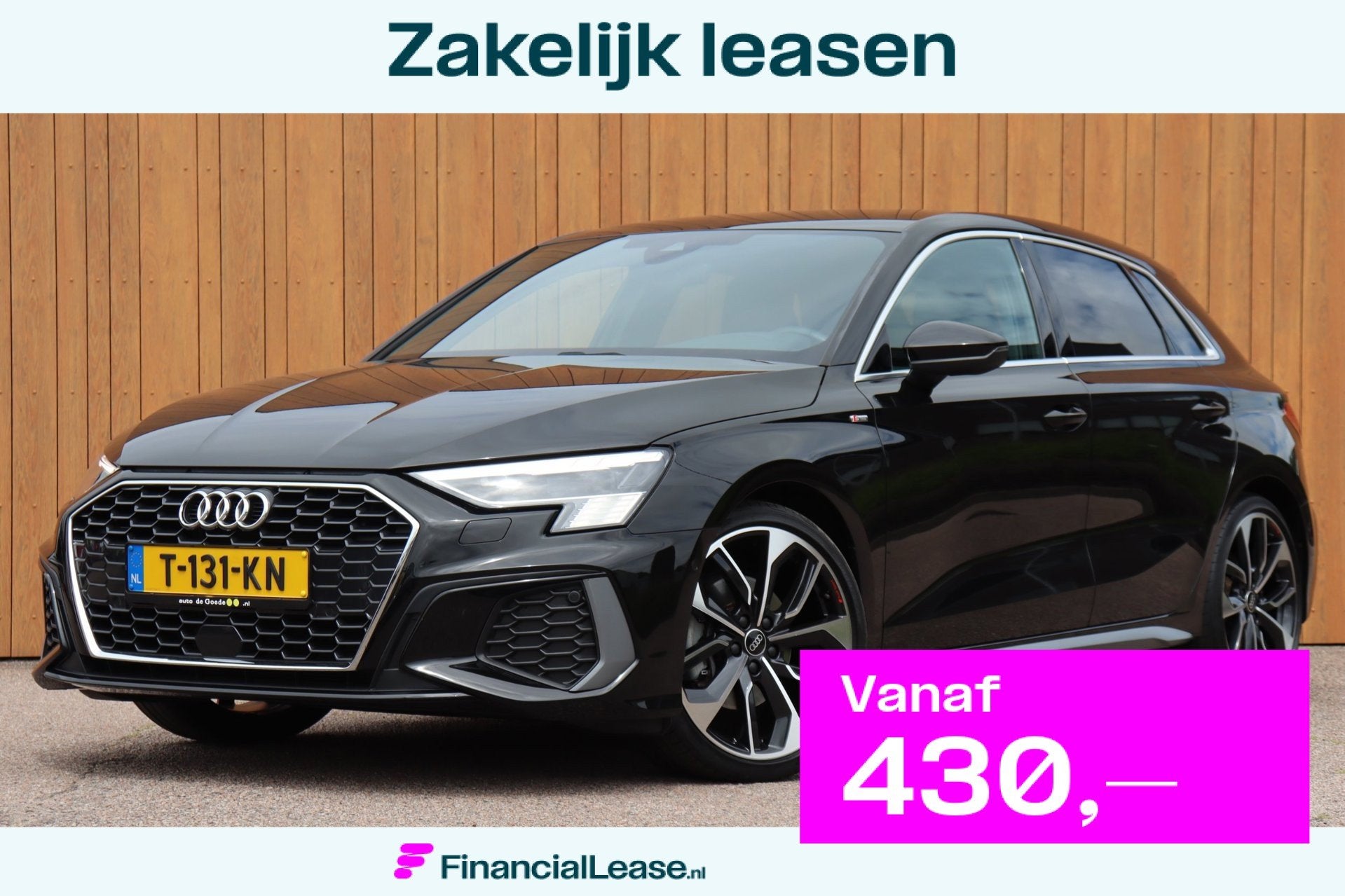 Audi A3 Sportback 35 TFSI S-Line orgNL h.leer+el+mem+vw matr, 12 maanden, 4 cilinders, Leder en Stof, Zwart