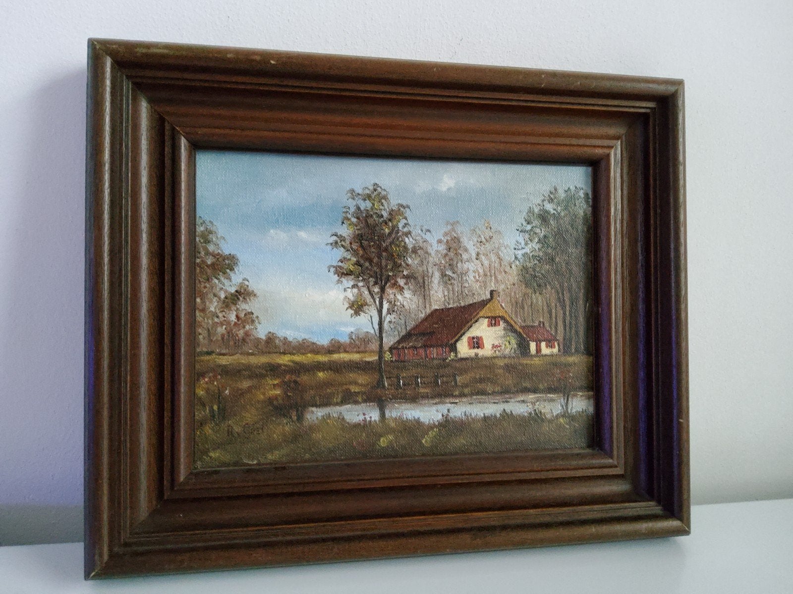 Oud Hollands Landschap Schilderij - Boerderij aan Water, Antiek en Kunst, Kunst | Schilderijen | Klassiek, Ophalen of Verzenden