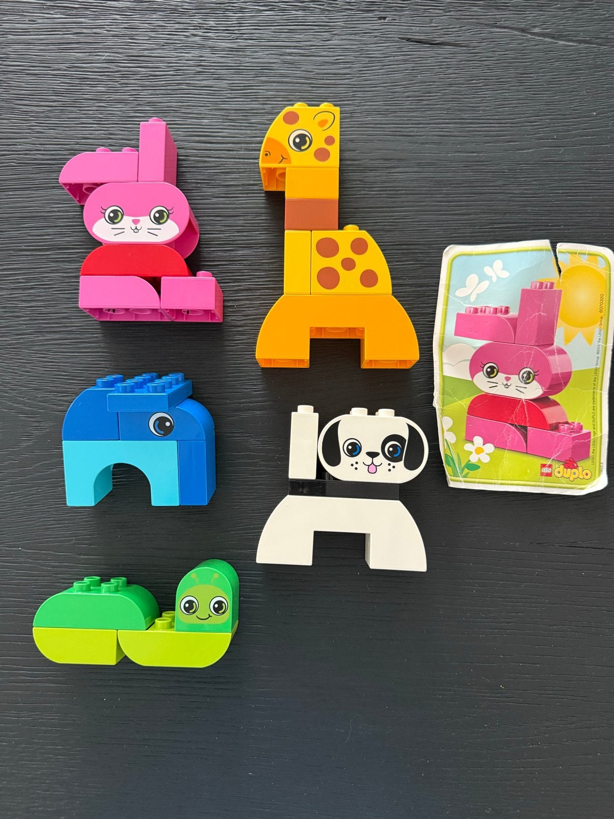 Lego Duplo Dieren: Konijn, Giraffe, Olifant, Hond, Rups, Ophalen of Verzenden, Gebruikt, Losse stenen, Duplo
