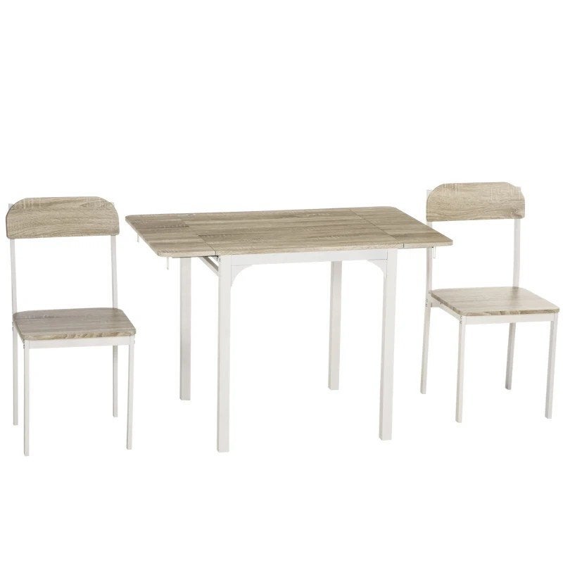 Compacte eettafel met 2 stoelen - ruimtebesparend, Ophalen of Verzenden, Nieuw, Metaal, Modern, Compact, Ruimtebesparend