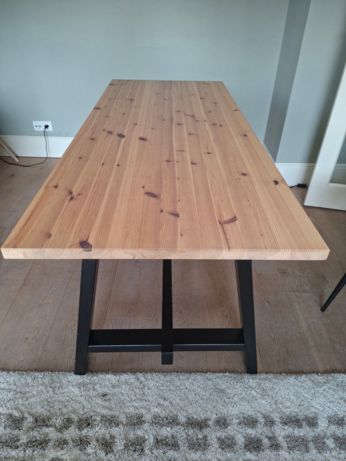 Ikea Skogsta eettafel, acacia/zwart, 160x81x74 cm, Ophalen