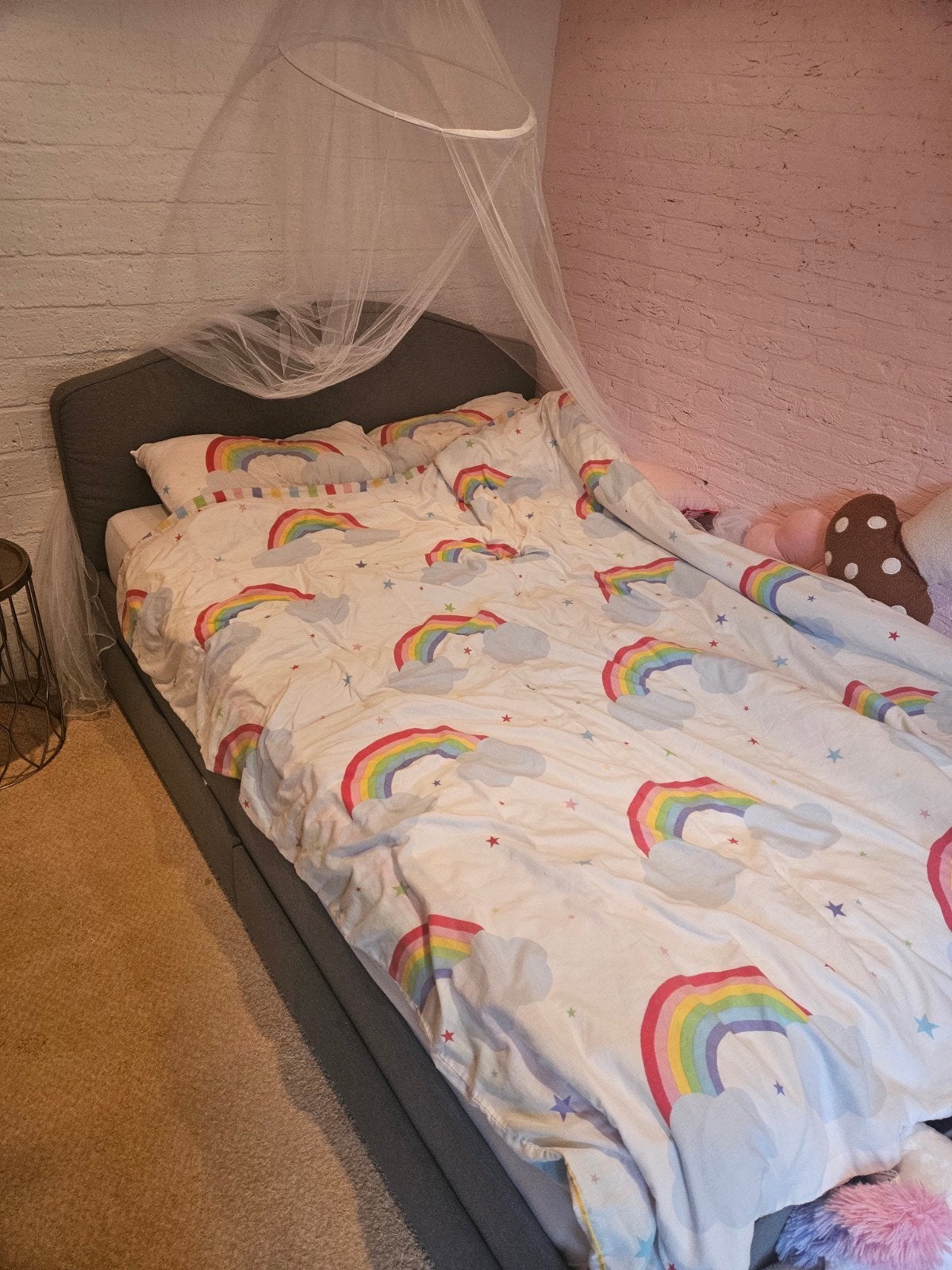 IKEA Hauga bed met opberglades, grijs, 140x200 cm, Ophalen, Gebruikt, Tweepersoons, 140 cm