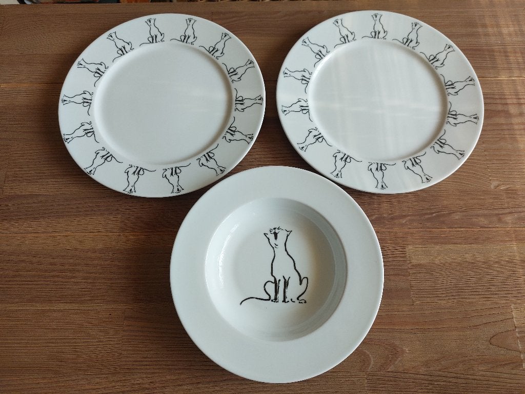 Prachtige Zeldzaam Vintage Kat Poes Servies Tavola Exclusive, Verzenden, Zo goed als nieuw, Porselein, Bord of Schaal