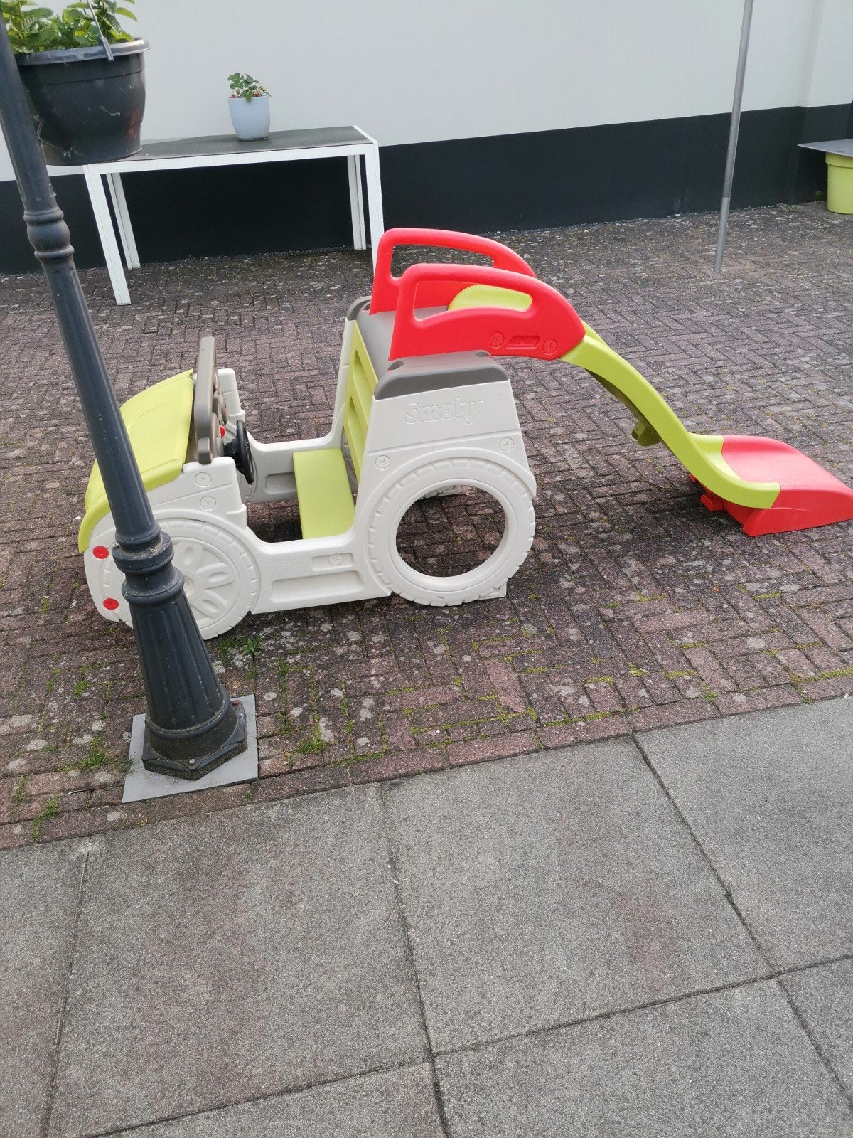 Smoby Glijbaan, Auto, Zandbak en Speelhuis, Ophalen, Zo goed als nieuw, Zandbak