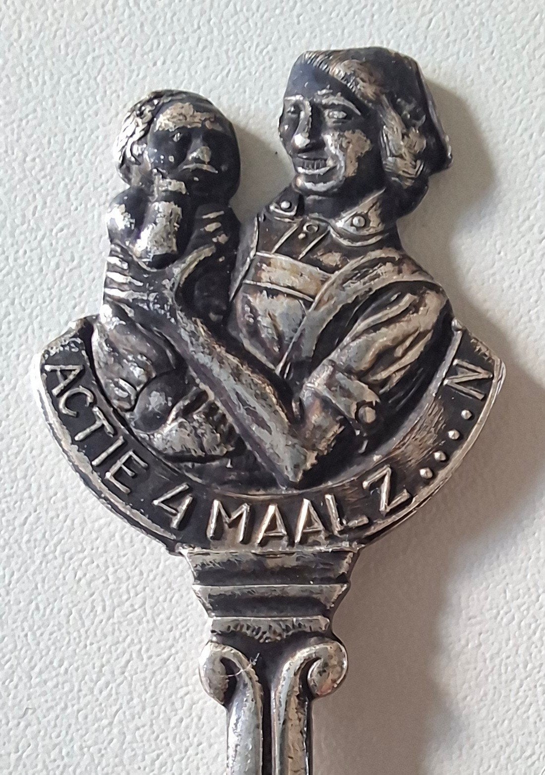 Theelepeltje - Actie 4 maal Z....n., Gebruikt, Verzilverd, Ophalen of Verzenden, Metaal