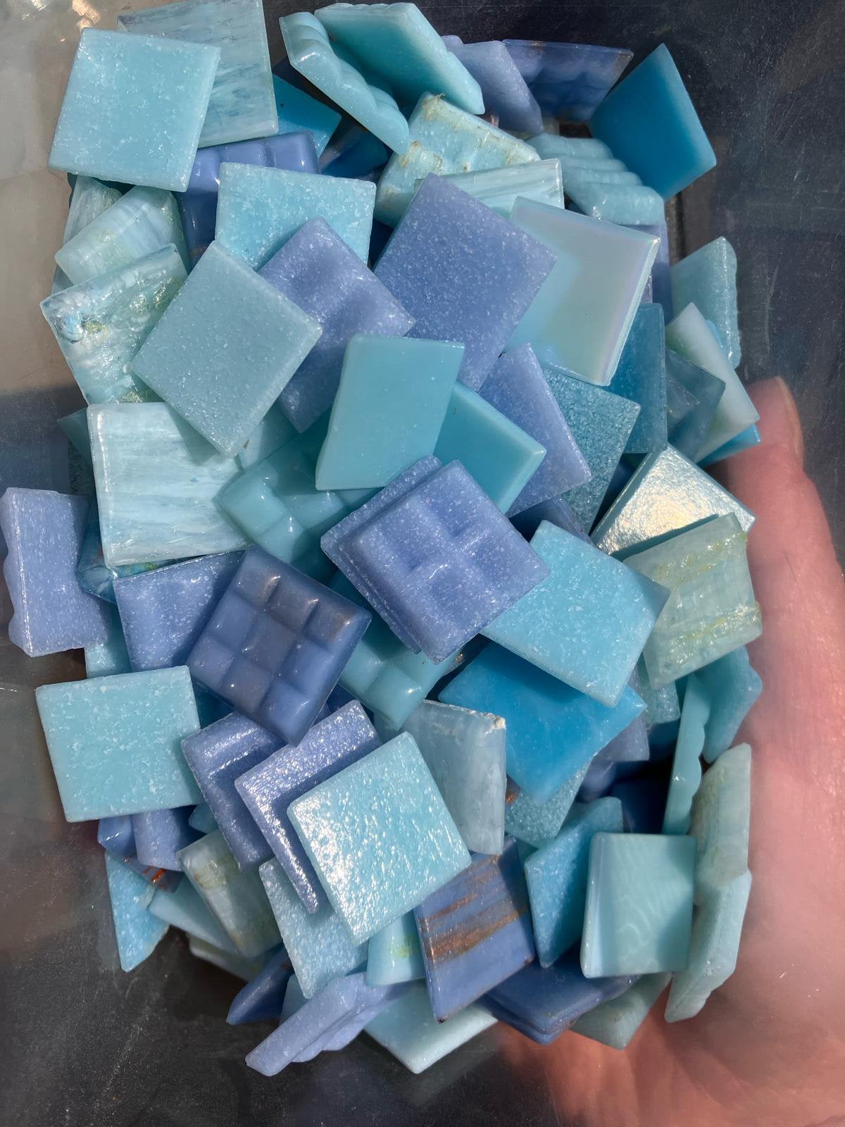 Mozaiek steentjes mix luxe baby blauw 2x2 cm 500 gram, Ophalen of Verzenden, Zo goed als nieuw