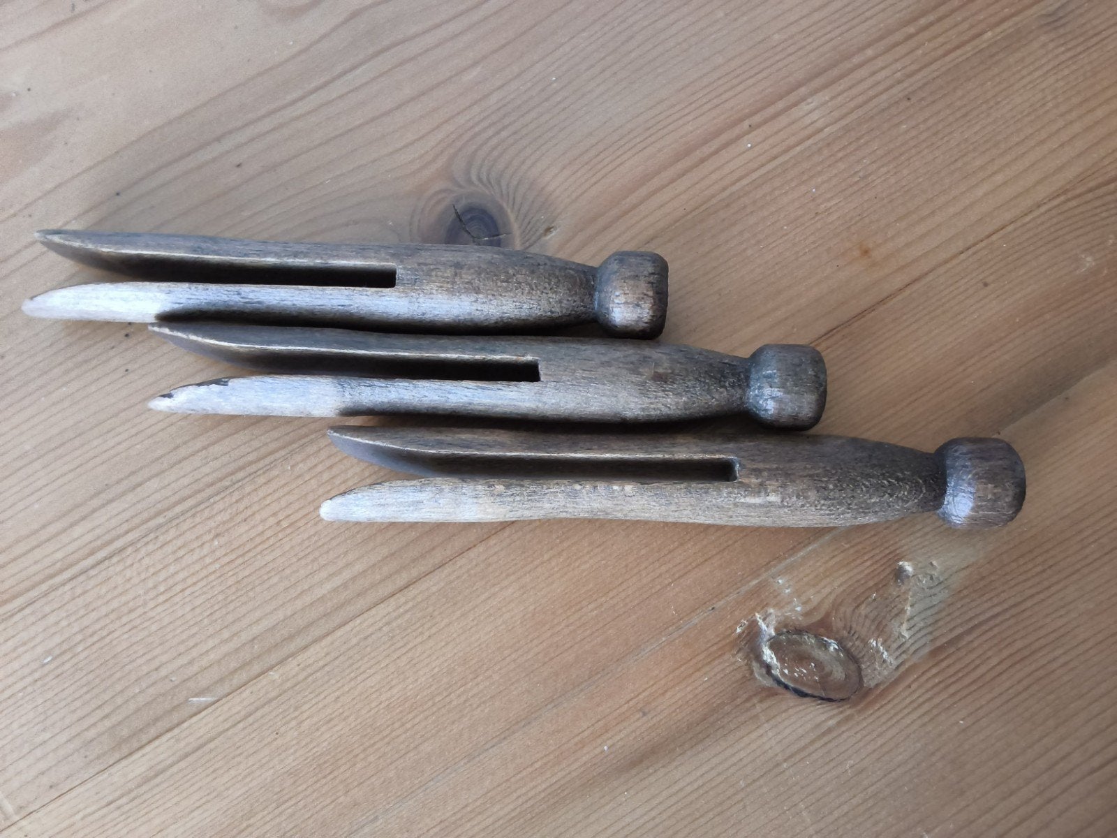 Set van 3 vintage houten wasknijpers, Ophalen of Verzenden