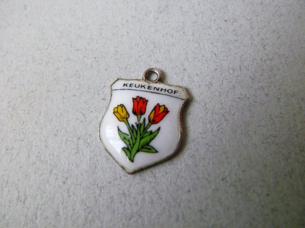 Oude bedel/wapenschildje zilver Keukenhof Lisse Holland, Verzenden, Zilver, Hanger