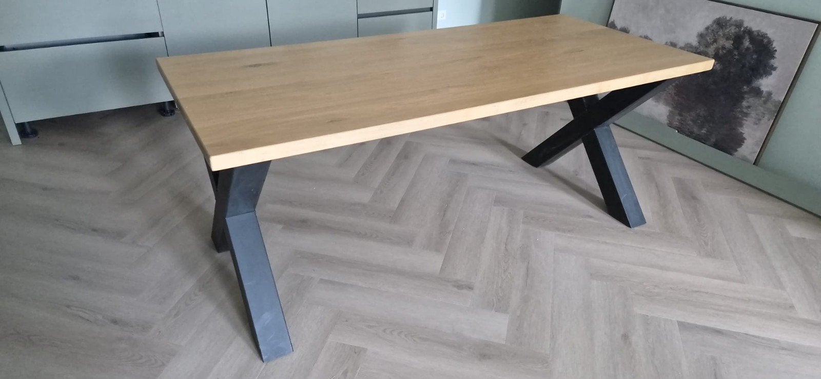 eikenhouten tafel, Ophalen, Eikenhout, 50 tot 100 cm, Vijf personen of meer