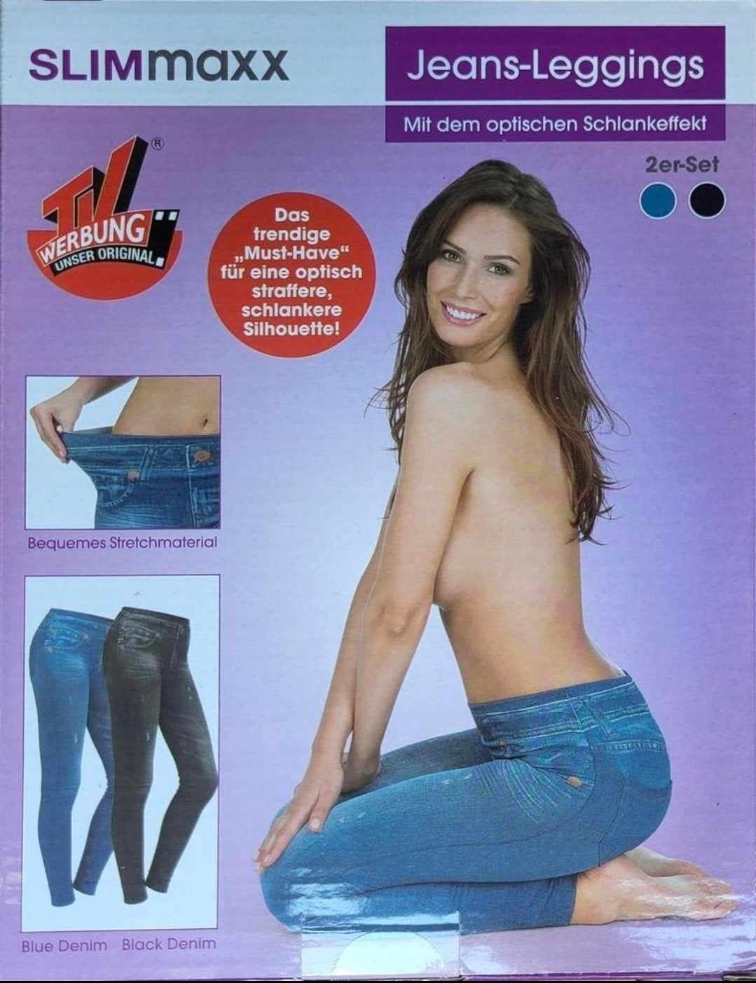 Set van 2 Slimmaxx dames jeans leggings, blauw en zwart, ., Slimmaxx, Maat 46/48 (XL) of groter, Nieuw