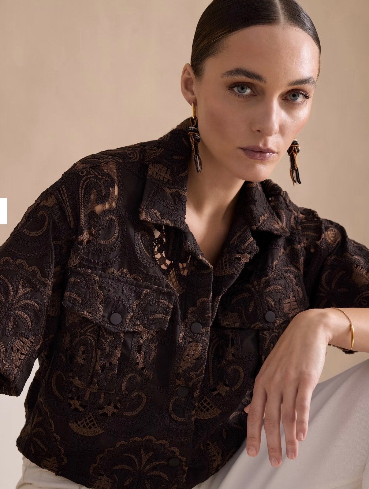 Nieuw! Shoeby top S/M/L/XL bruin/zwart embroderie, Kleding | Dames, Verzenden, Nieuw, Maat 42/44 (L), Meerkleurig