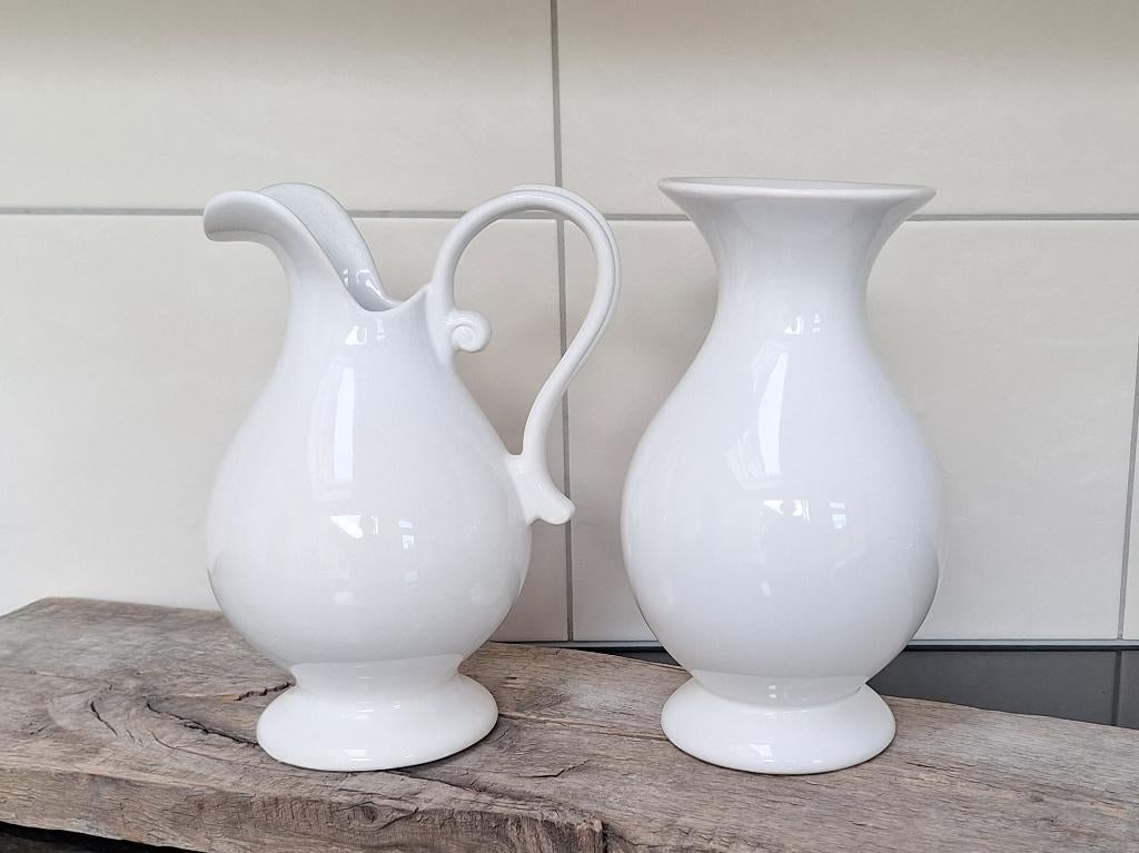 2 mooie Delfts witte vazen, Ophalen, Wit, Aardewerk of Porselein, Zo goed als nieuw