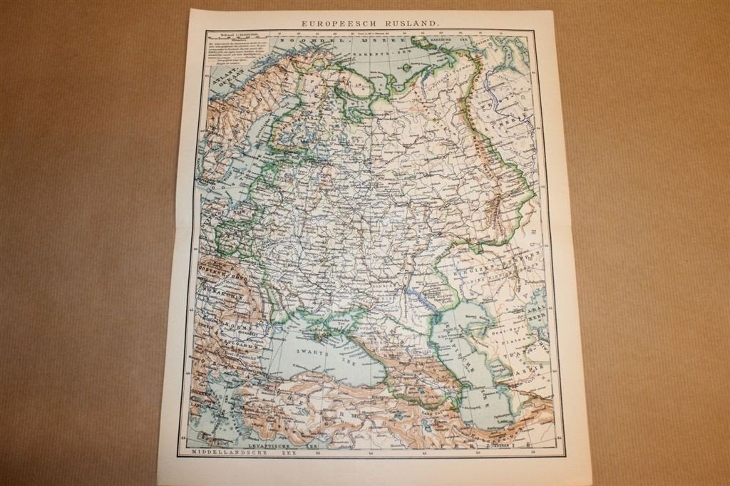 Antieke kaart - Europees Rusland - Circa 1900, Ophalen of Verzenden, 1800 tot 2000, Nederland, Landkaart