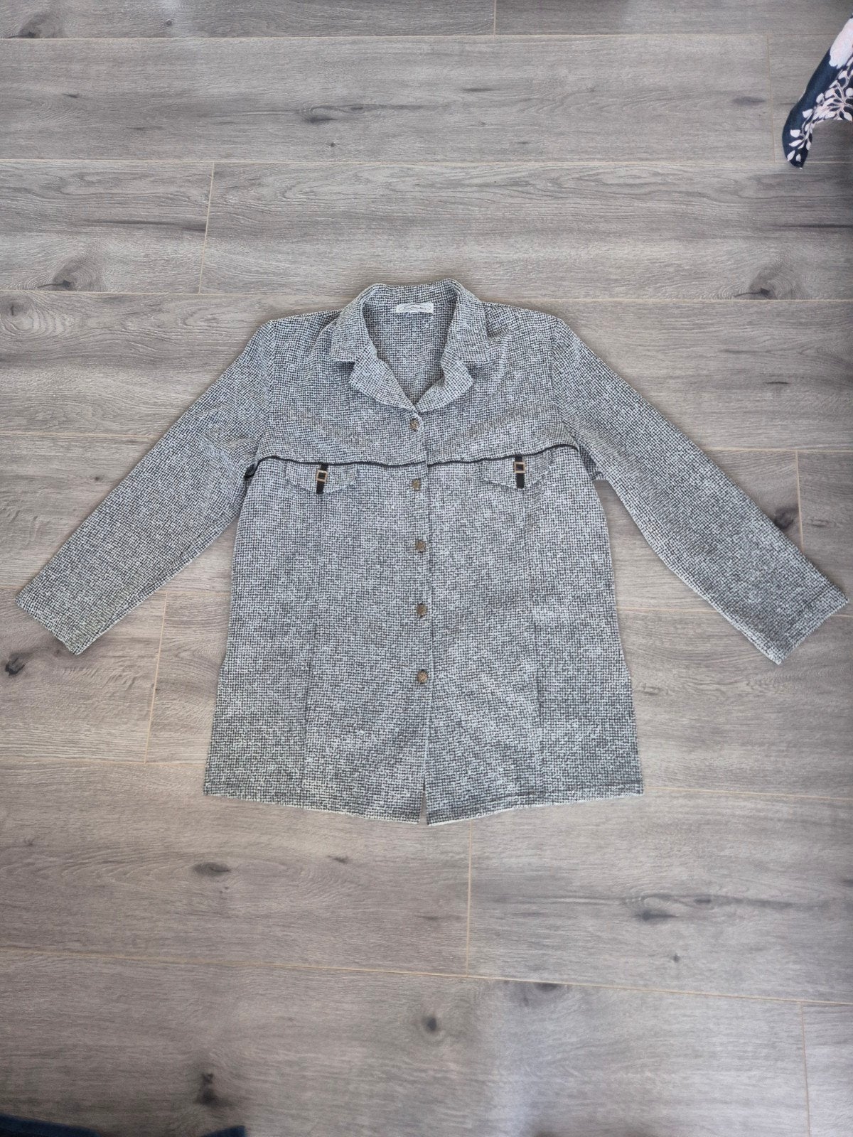 Sensia Vintage Tweed Look Blazer / Jasje – Maat 42 (XL), Meerkleurig, Maat 42/44 (L), Zo goed als nieuw, Sensia