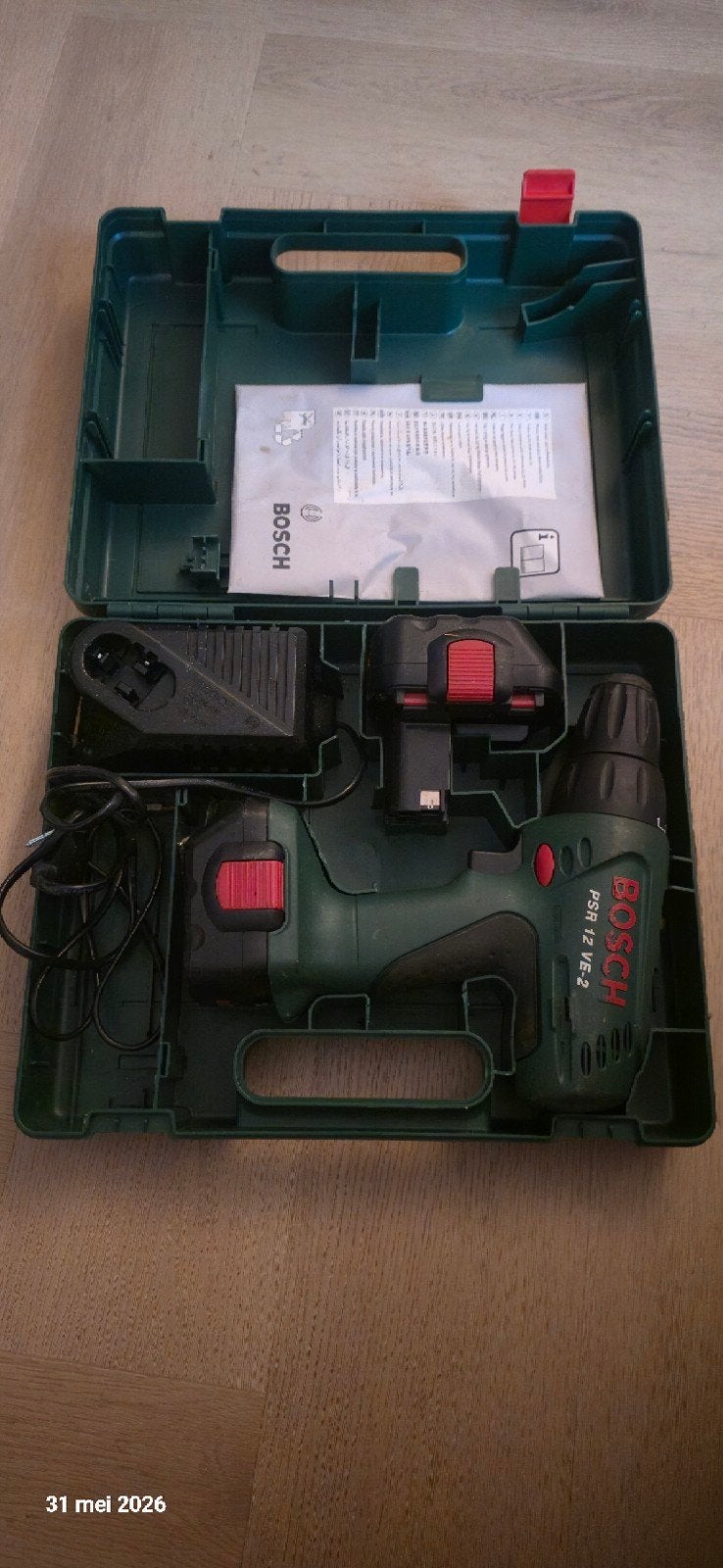 Bosch Boormachine PSR 12 VE-2 met koffer en lader, Ophalen of Verzenden