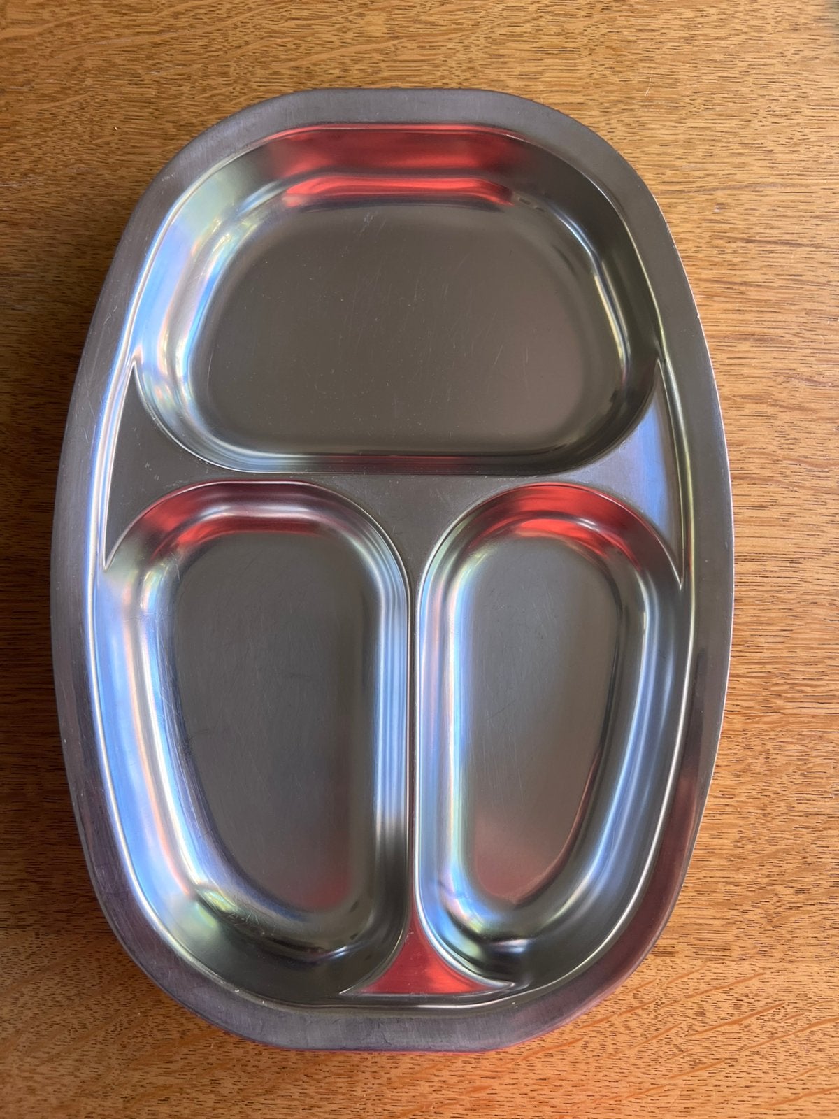 Grote vintage RVS/INOX 3-vaksschaal, Ophalen of Verzenden