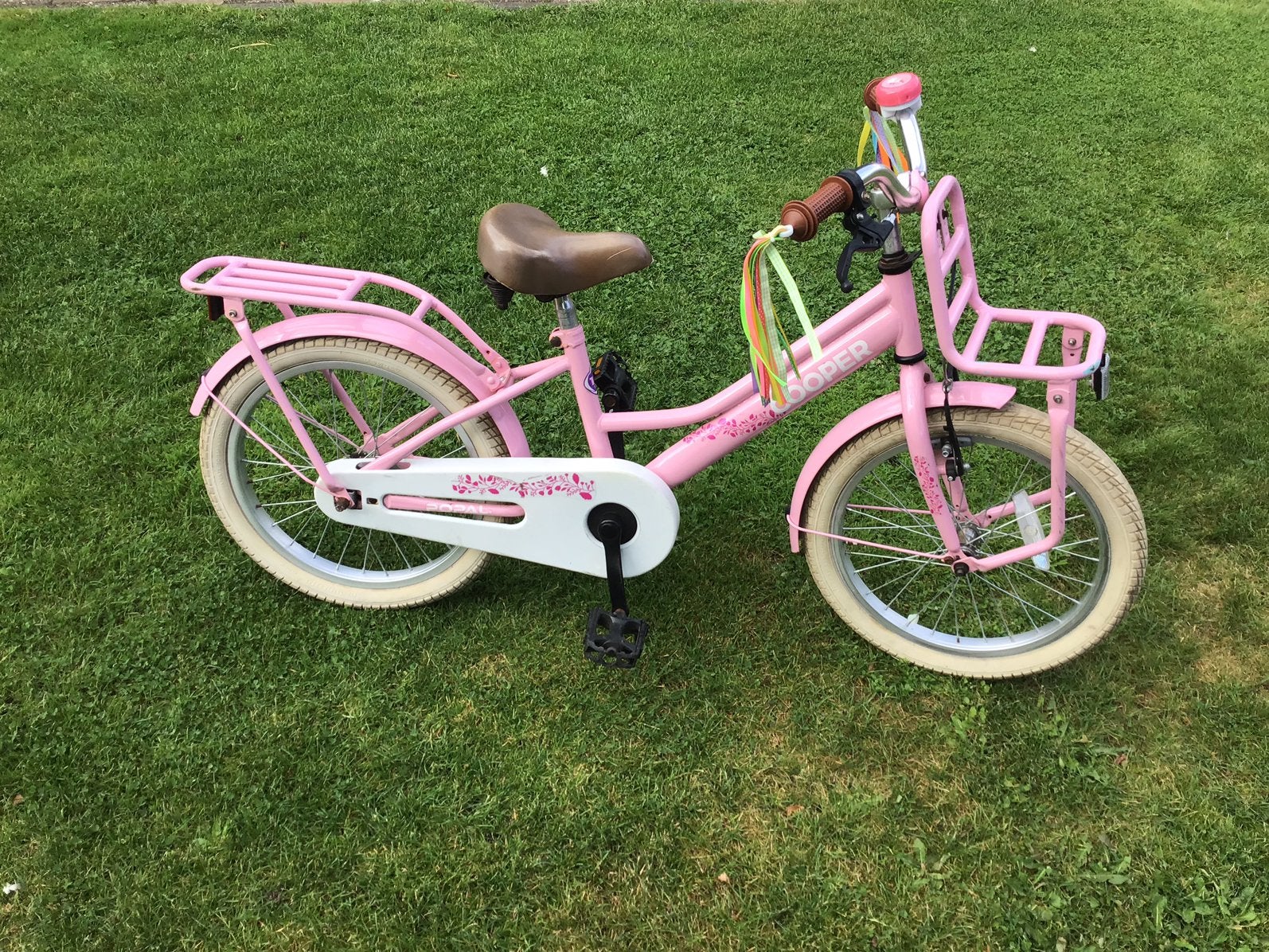 Meisjesfiets 18 inch Popal Cooper, roze, Fietsen en Brommers, Ophalen, Gebruikt, 18 inch, Handrem