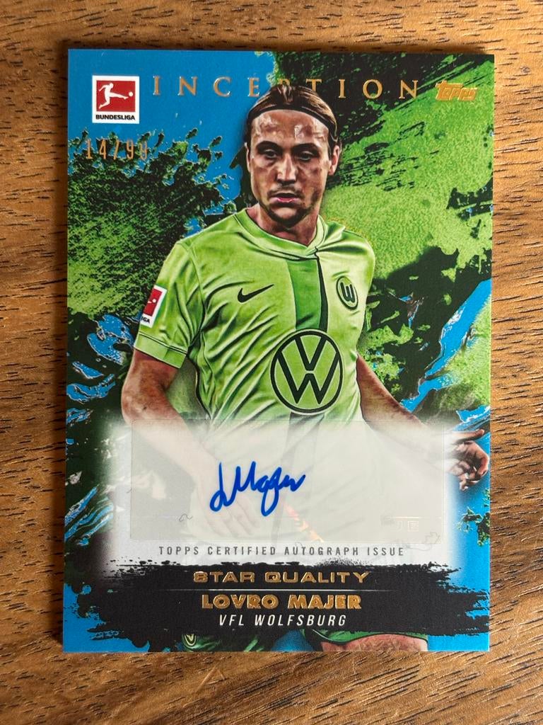Lovro Majer Topps Inception Autograph Kaart VFL Wolfsburg, Ophalen of Verzenden, Zo goed als nieuw, Buitenlandse clubs, Spelerskaart