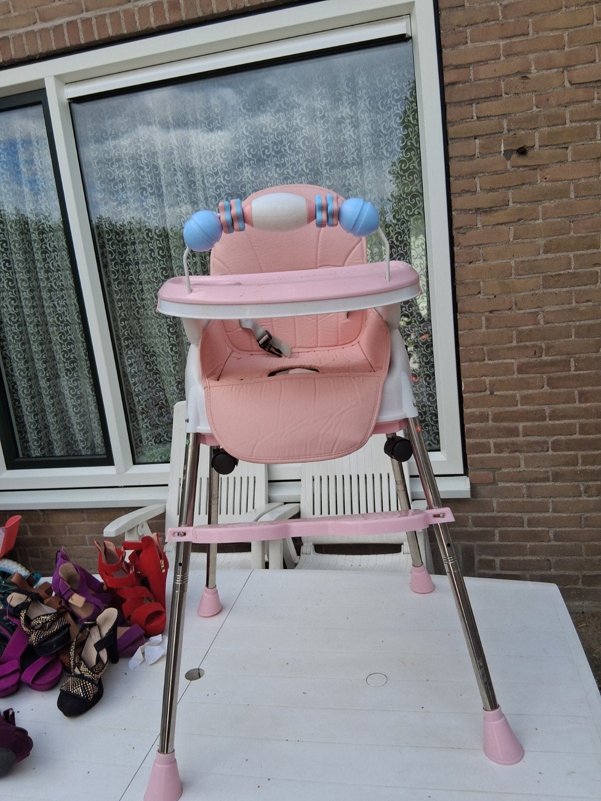 Roze kinderstoel, gebruikt maar in perfecte staat, Ophalen, Gebruikt, Overige typen, Gordel(s)