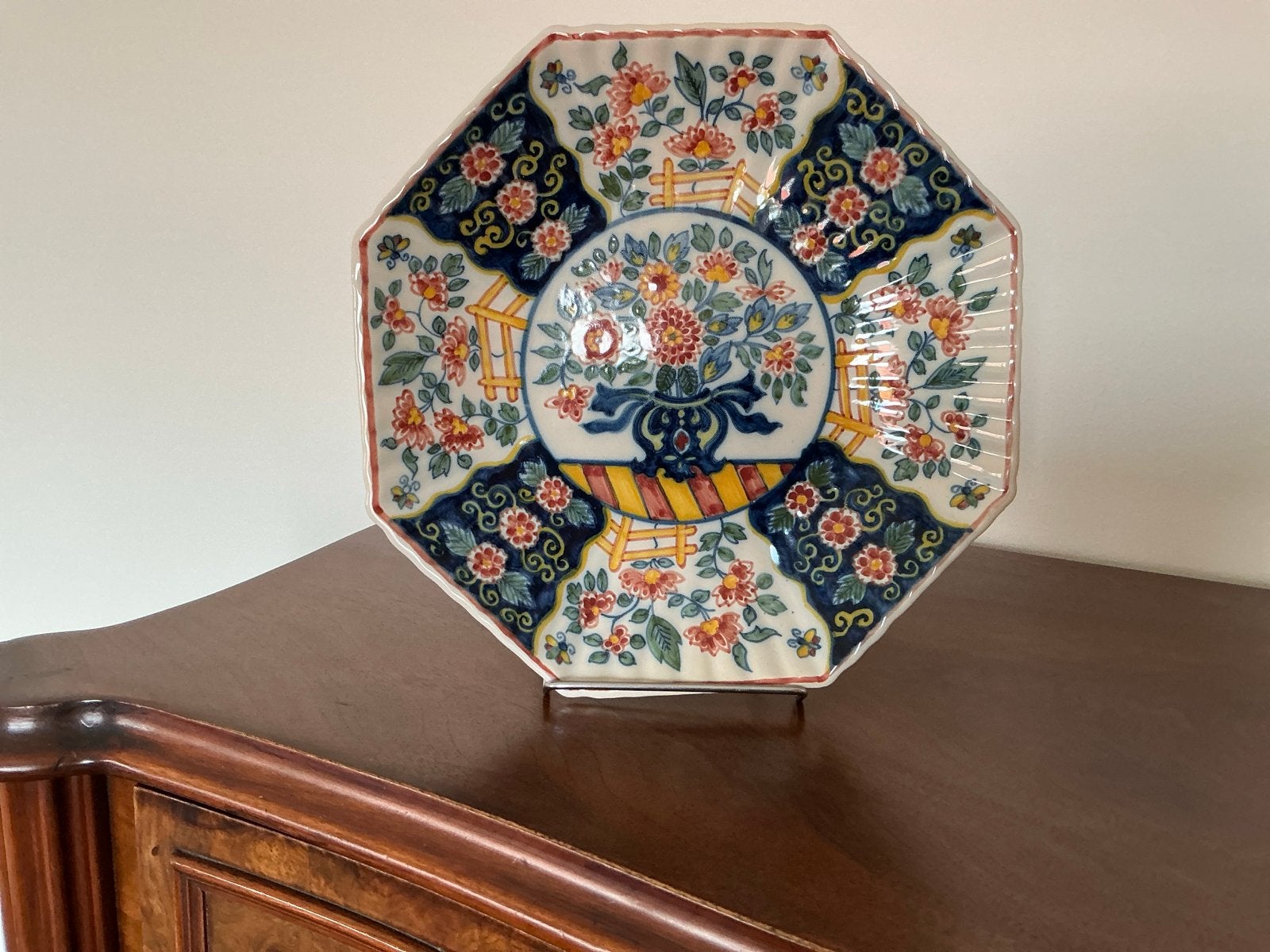 Makkum Tichelaar Delfts Blauw Octagonaal Bord 25x25 cm, Antiek en Kunst, Ophalen of Verzenden