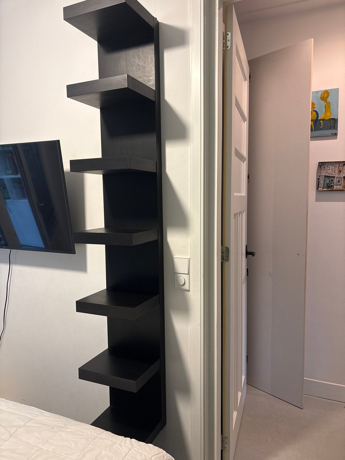 Ikea lack wandrek Zwarte wandplank met meerdere niveaus, Met plank(en), Gebruikt, Ophalen of Verzenden, Minder dan 150 cm