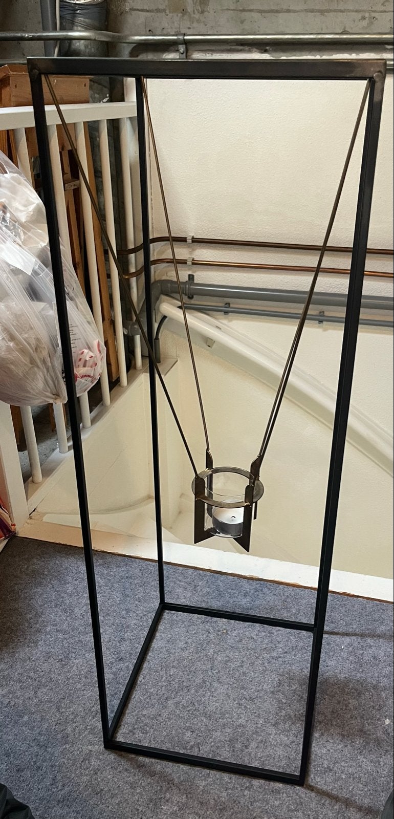 PTMD Zwarte Metalen Lantaarn/Windlicht 90 cm Hoog, Ophalen, Gebruikt, Lantaarn, Zwart