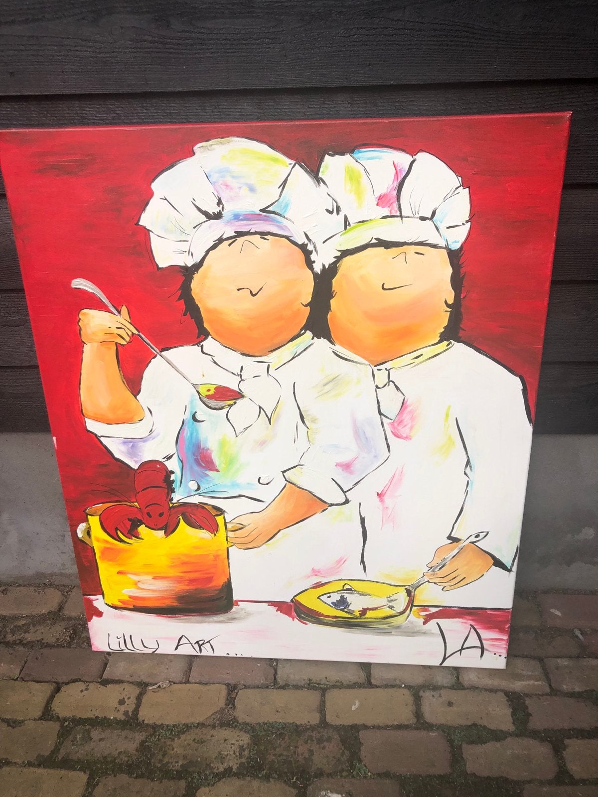 Schilderij 'De Vrolijke Koks' van Lilly Art, Ophalen