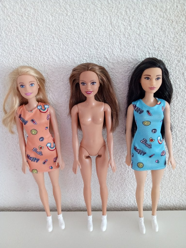 3 Barbie Basic Poppen FJF14, FJF17 en FJF16, Ophalen of Verzenden, Gebruikt, Barbie