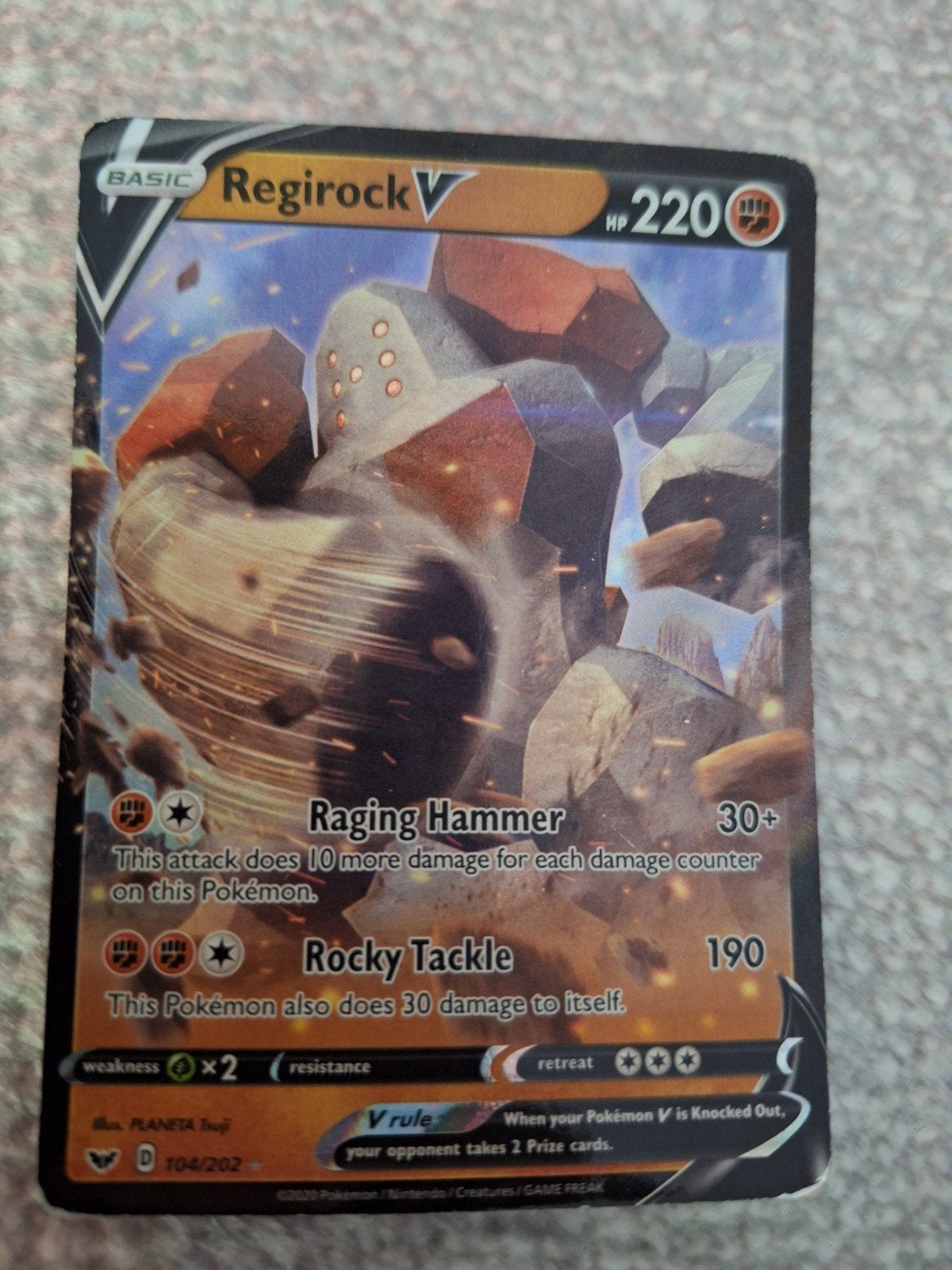 Pokémon Regirock V 104/202 - Sword & Shield - Gebruikte Staa, Ophalen of Verzenden, Gebruikt