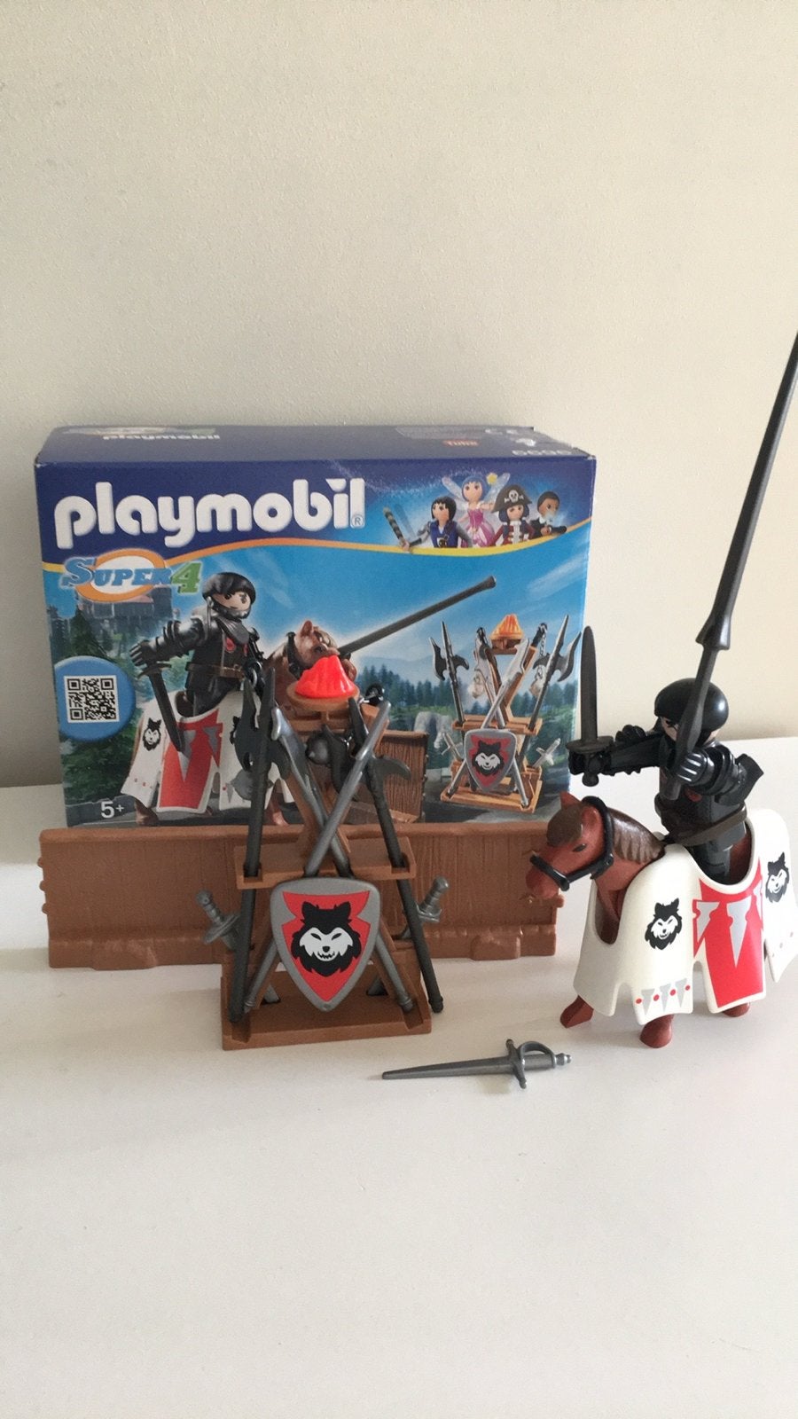 Playmobil Super 4 Zwarte Baron met paard en wapenrek, Complete set, Ophalen of Verzenden, Zo goed als nieuw, Knights