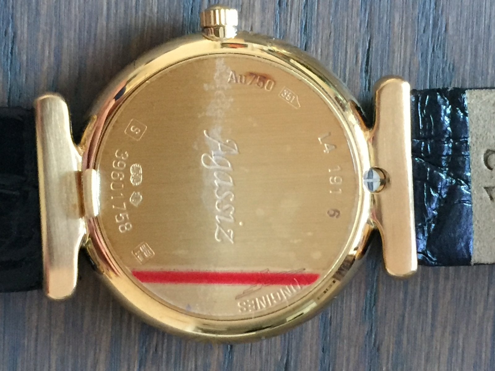 Longines Agassiz 18K Gouden Horloge met Leren Band, Sieraden, Tassen en Uiterlijk, Horloges | Dames, Overige merken, Leer, Polshorloge