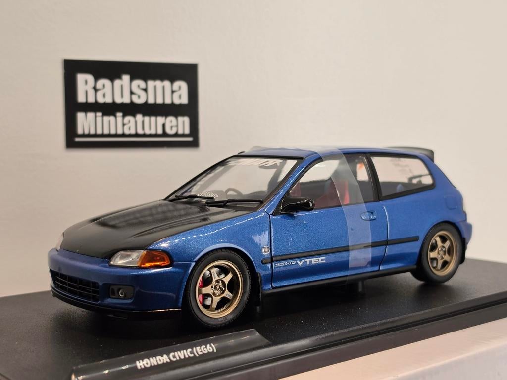 Honda Civic EG6 Sir - Blauw - 1:18 Solido Works, Hobby en Vrije tijd, Modelauto's | 1:18, Auto, Solido, Solido Works, Nieuw