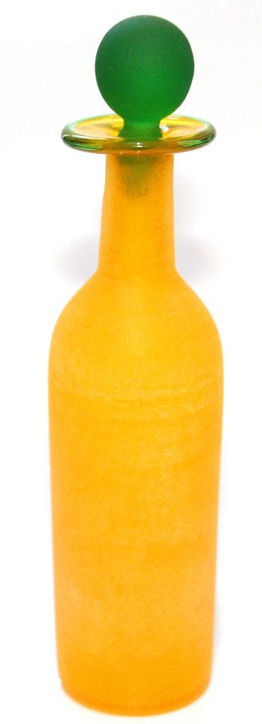 Italiaanse Franco Moretti Geel Groen Glas Fles & Stopper, Ophalen of Verzenden