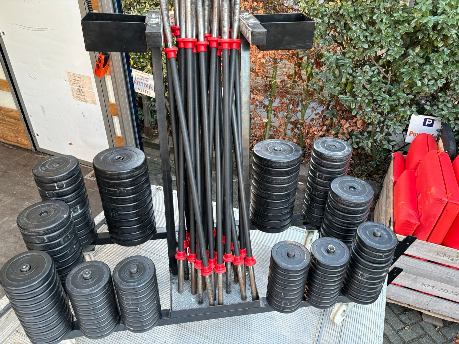15 x bodypump set stangen en schijven, Sport en Fitness, Fitnessmaterialen, Gebruikt, Ophalen of Verzenden, Met schijven, Halterset