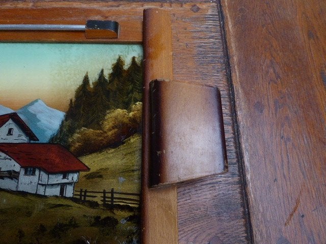 Art deco dienblad met afbeelding achter glas, boerderij, Antiek en Kunst, Ophalen of Verzenden