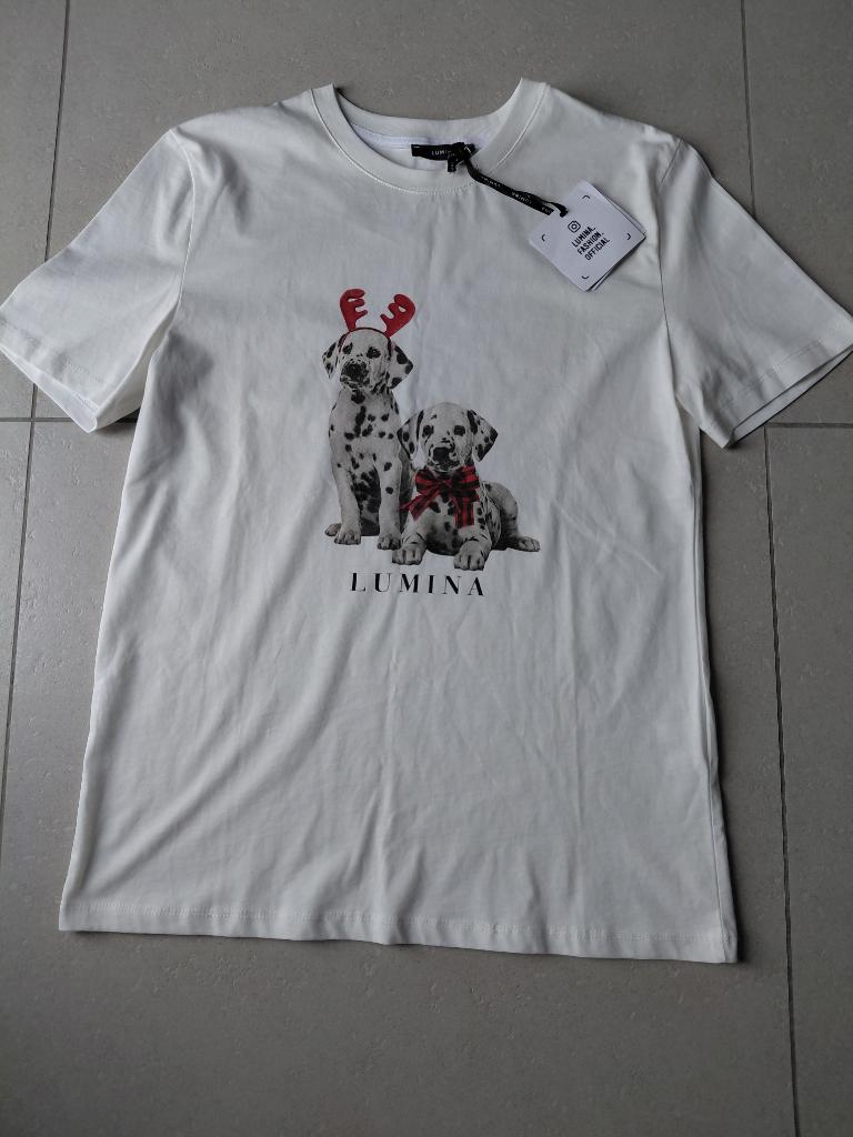 lumina 101 dalmatier hond afbeelding, Maat 38/40 (M), Wit, Nieuw, Ophalen of Verzenden