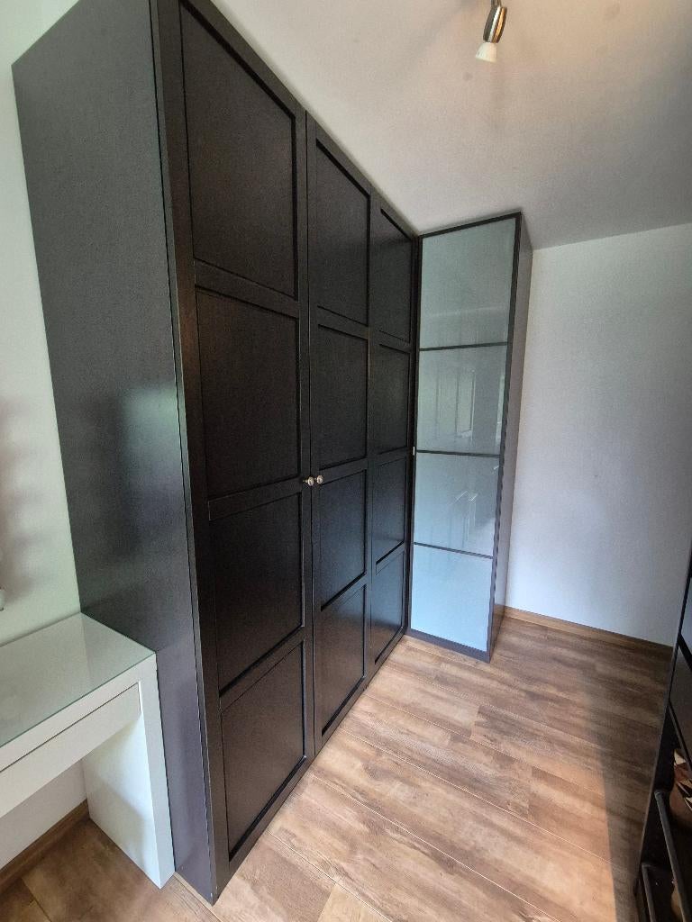 PAX kledingkasten (1 kast van 1 m + 1 hoekkast van 1 m), Gebruikt, 200 cm of meer, Hotel chic, japandi, klassiek, klassiek strak