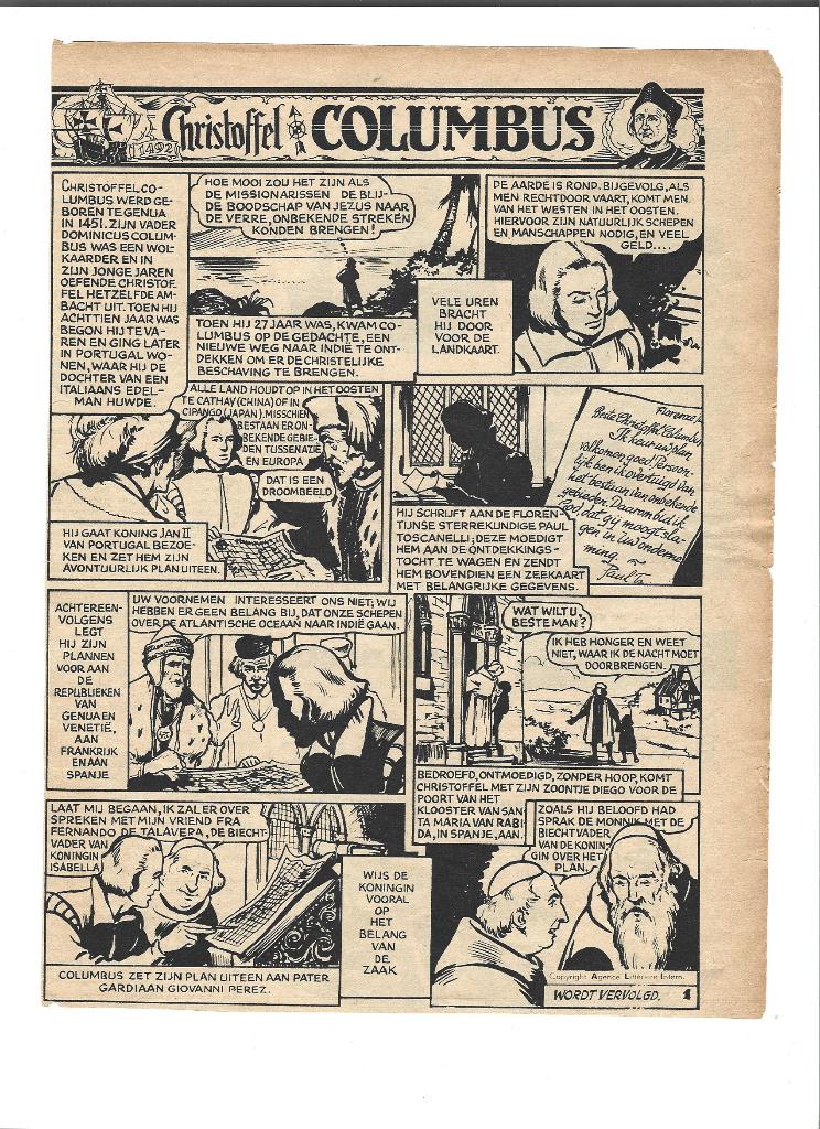 Pagina van Christoffel Columbus , Wereldkroniek , jaren 50, Boeken, Eén stripboek, Verzenden, Gelezen