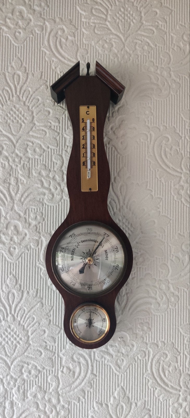 Vintage Barometer Weerstation met Thermometer en Hygrometer, Ophalen, Gebruikt, Weerstation