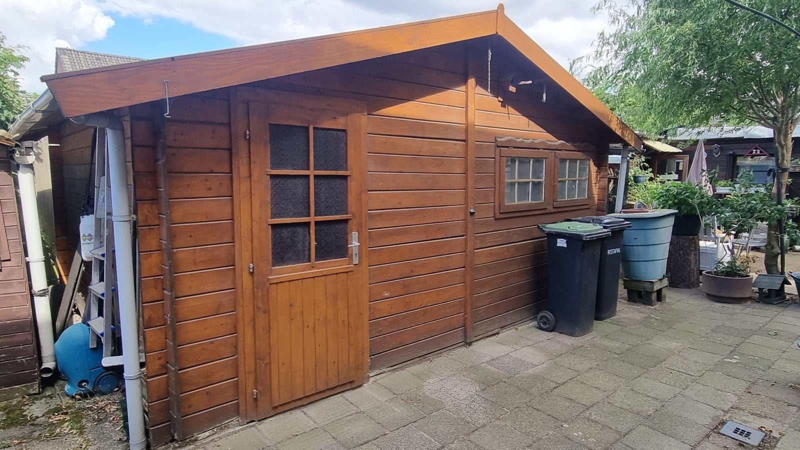 Houten Tuinhuisje 5m breed x 3.5m diep, Tuin en Terras, Tuinhuizen, Ophalen, Gebruikt, 250 tot 500 cm, 400 cm of meer