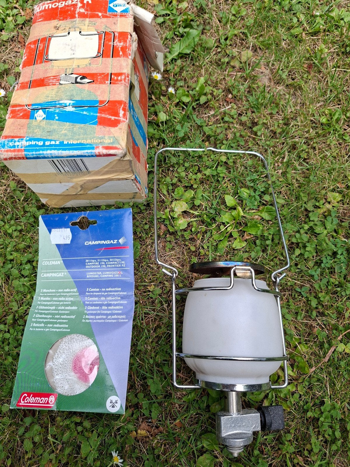 Campingaz Lumogaz R lamp met Coleman mantels, Ophalen, Gebruikt