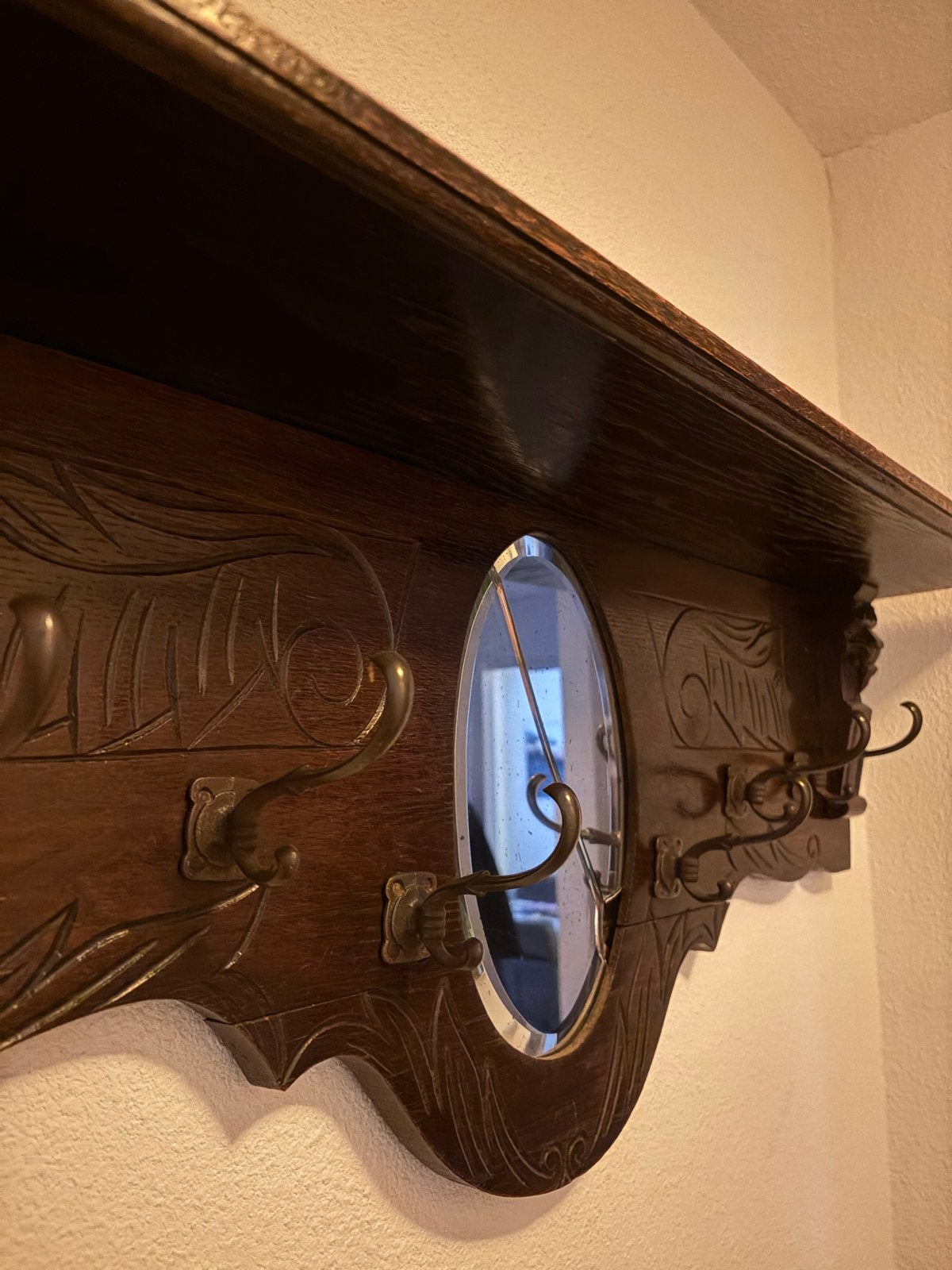 Antieke houten wandkapstok, Gebruikt, Minder dan 100 cm, Hout, Ophalen
