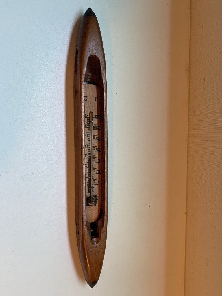 ANTIEKE WEEFSPOEL (Haworth Ltd) met thermometer, Ophalen
