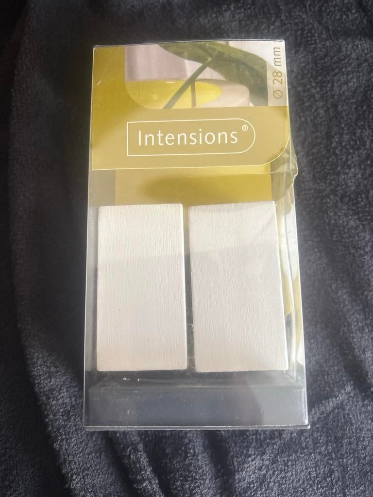 Intensions Gordijnroede Eindstukken Wit Satijn 28mm, Ophalen of Verzenden, Nieuw, Wit