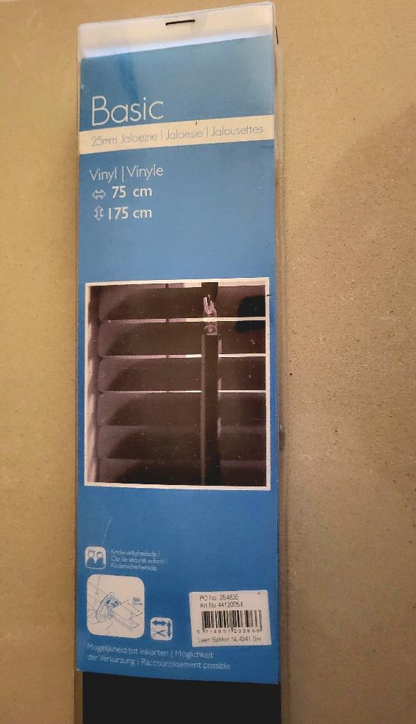 Zwarte vinyl jaloezie 25mm - nieuw in doos - B75cm x H175cm, Zwart, Nieuw, Modern, 150 tot 200 cm