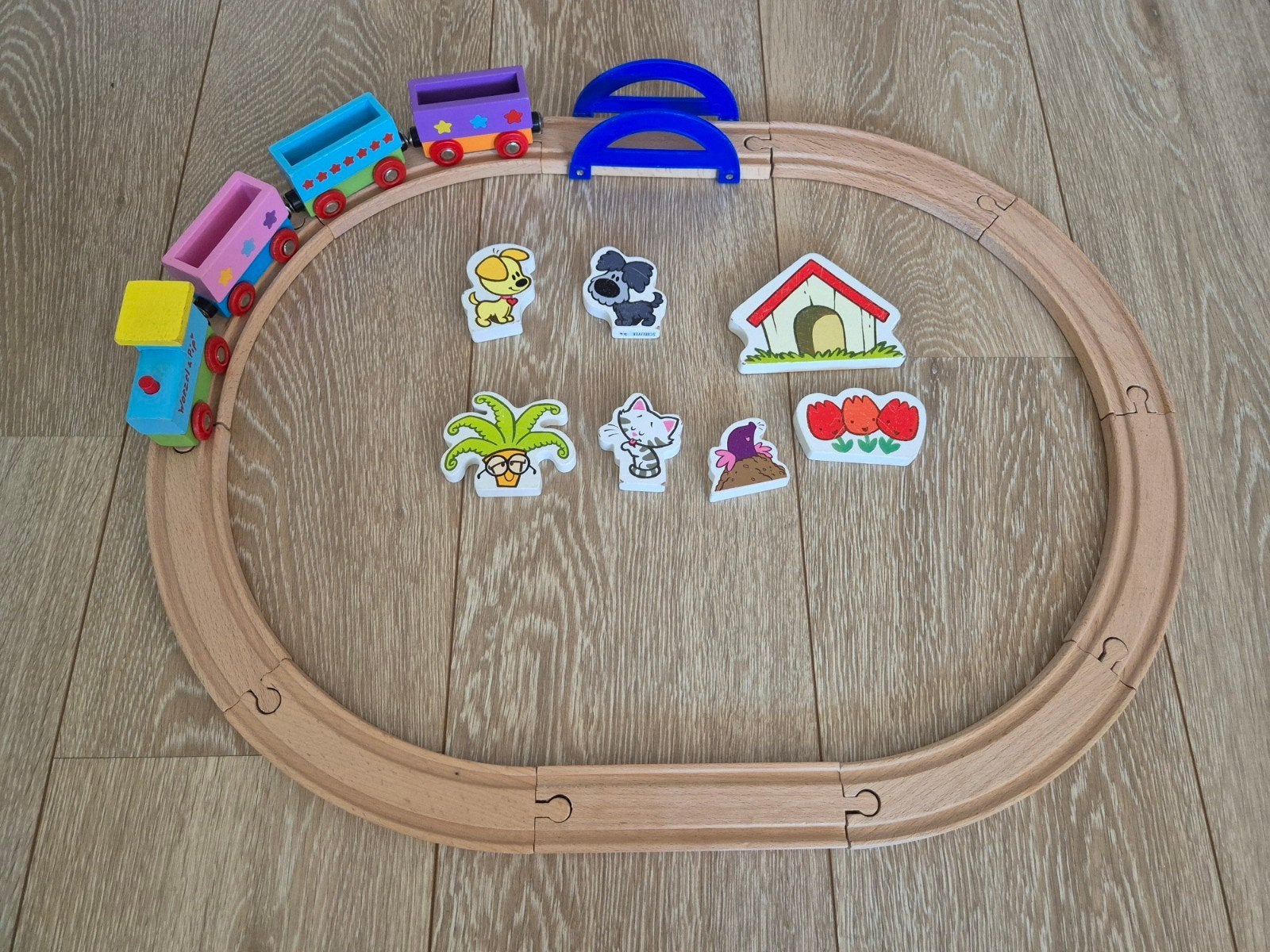 Woezel & Pip Houten Treinset, Ophalen, Gebruikt, Rij- of Hobbelspeelgoed