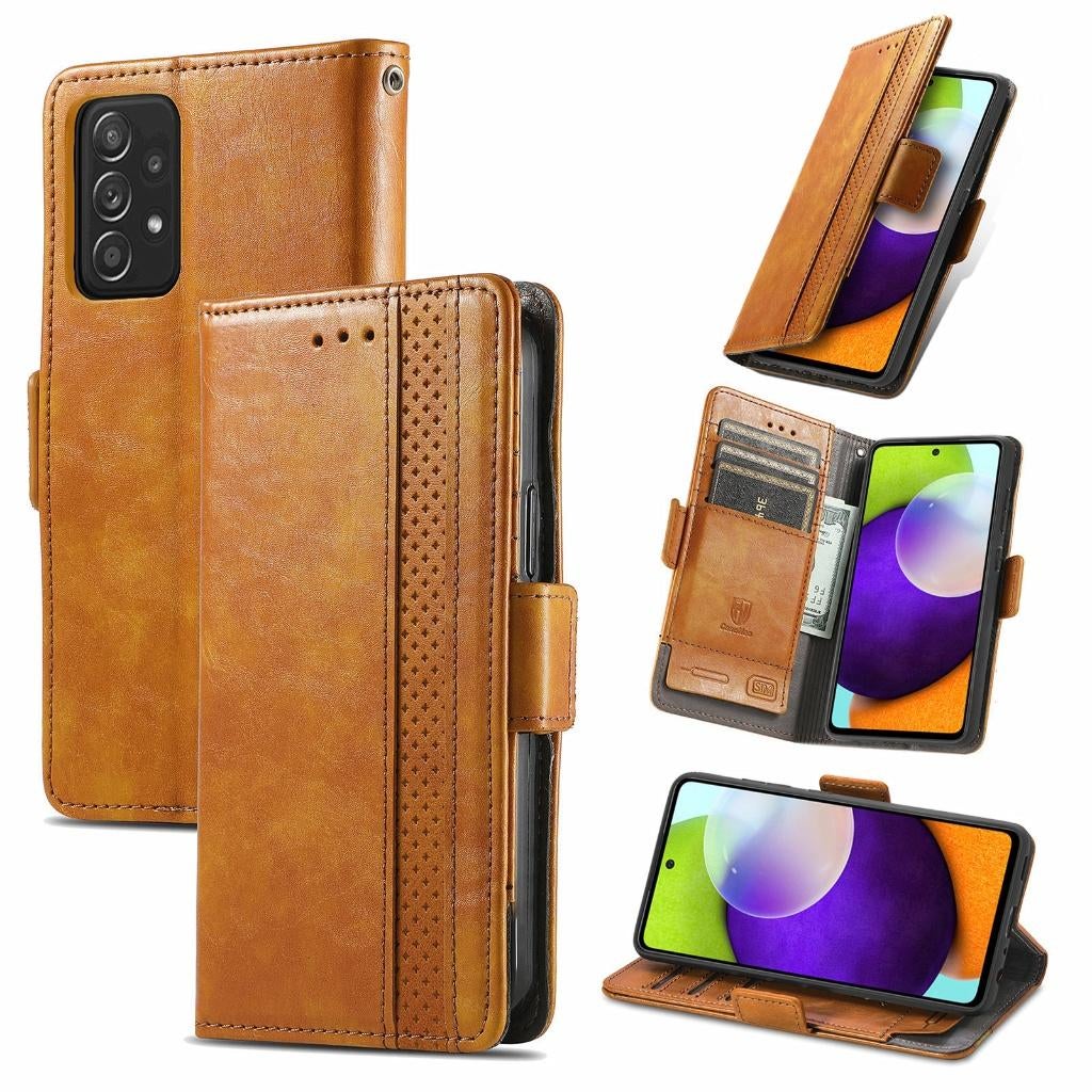 Stijlvol PU-leer Wallet Flip Case Set voor Galaxy A52 _Bruin, Verzenden, Nieuw, Hoesje of Tasje