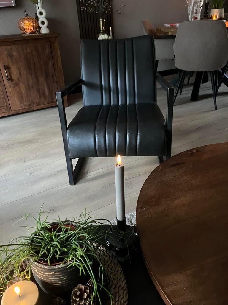 Industriële fauteuil, Huis en Inrichting, Stoelen, Ophalen, INDUSTIEREEL, Zwart, Zo goed als nieuw
