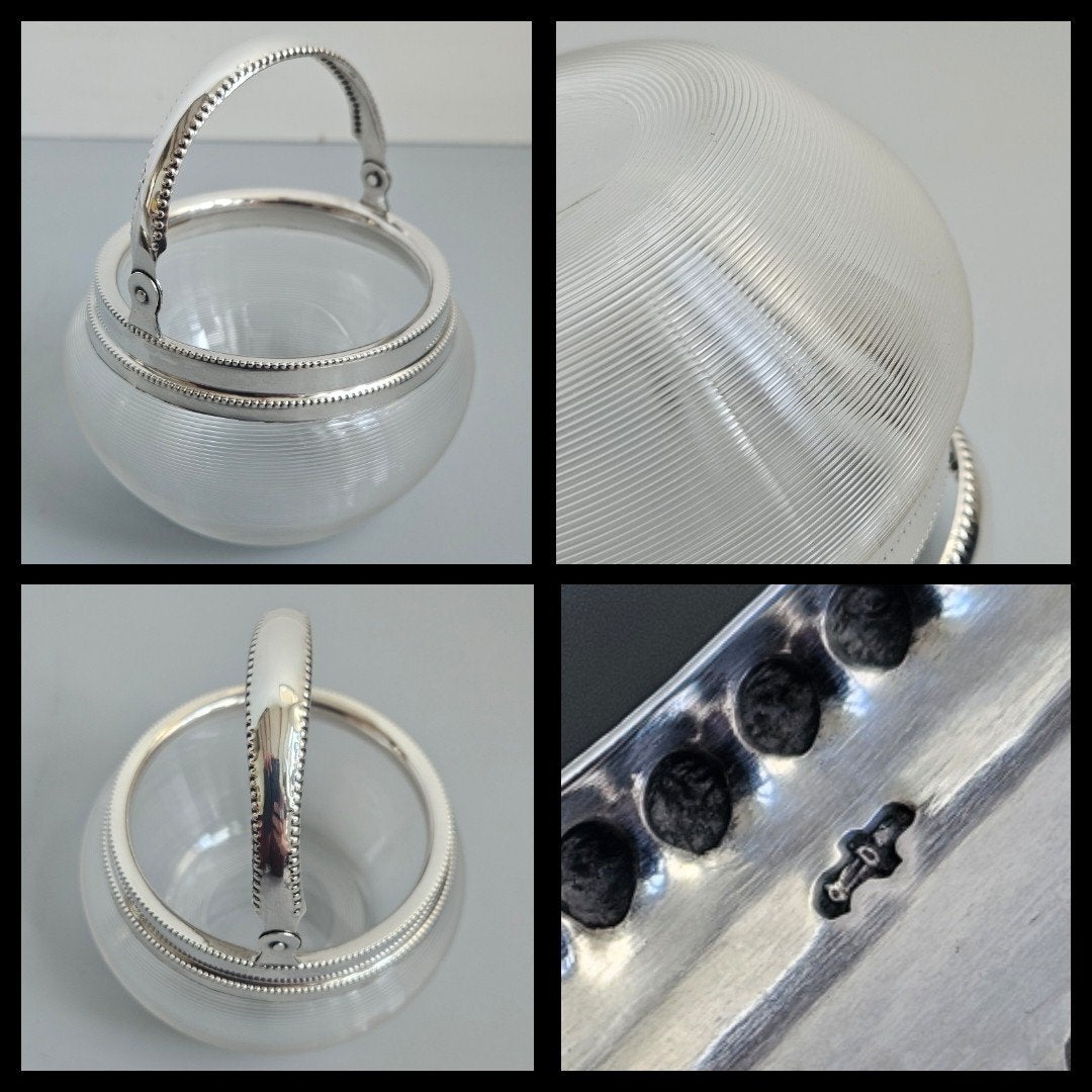 antiek fries draadglas met Nederlands zilver,  hengselbakje, Ophalen of Verzenden, Zilver